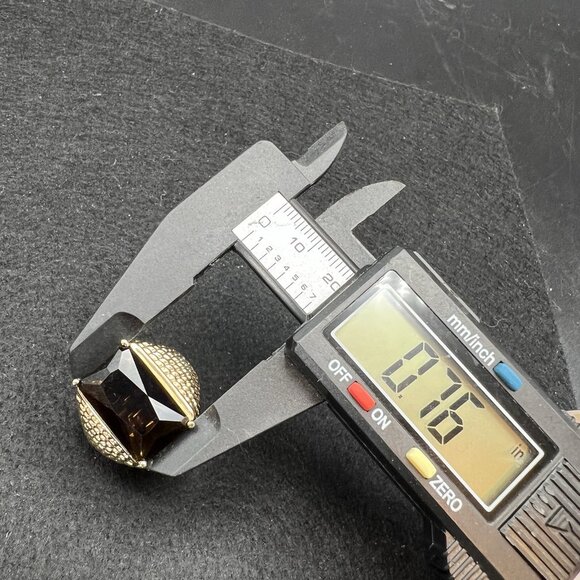 Vintage Gold Vermeil Cocktail Ring Smoky Topaz Size 9 Chunky Statement - Picture 10 of 12
